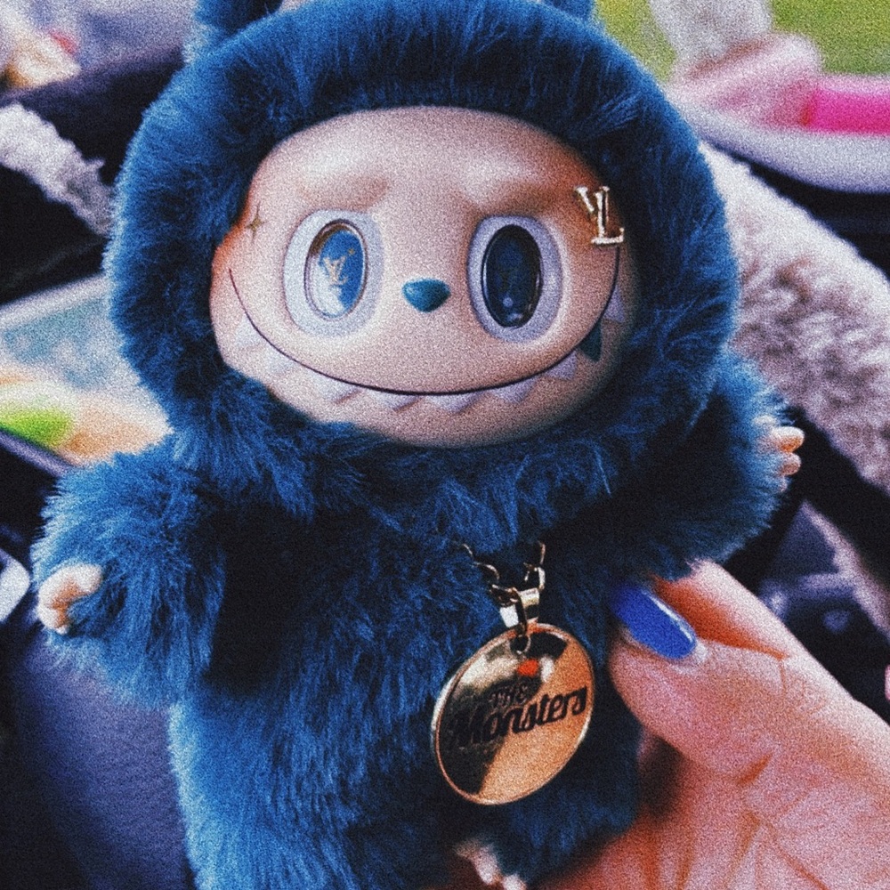 Blue Furry Monster Keychain